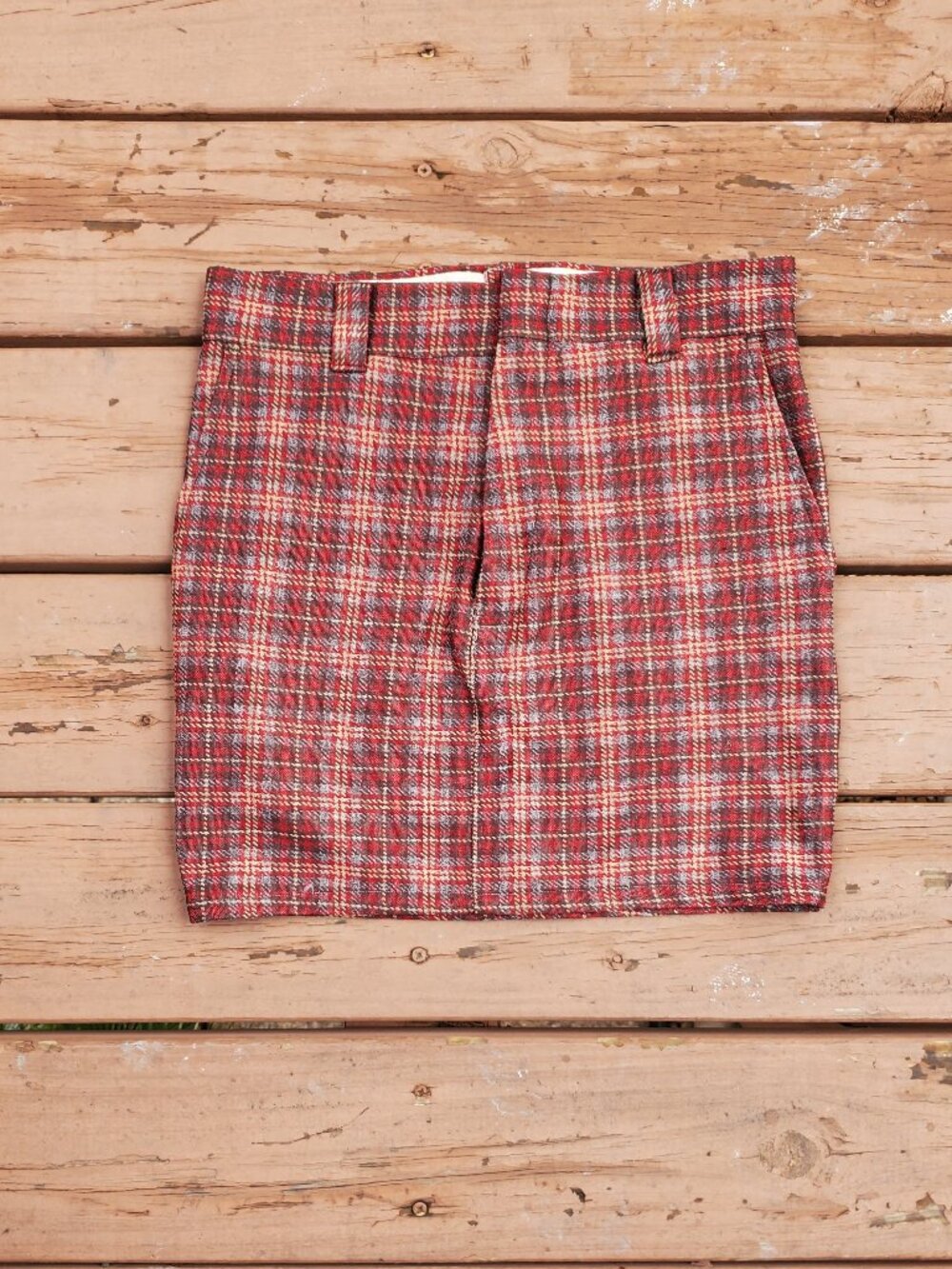 RE:Denim Plaid Upcycled Double Knit Skirt - Size 28 - Picture 2 of 13
